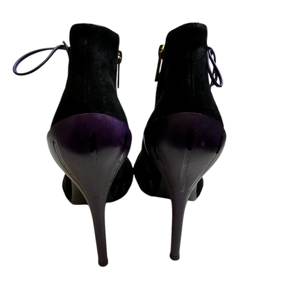 VERSACE Platform Open toe Black suede leather Ankle boots 38 - $1020 US - Picture 16 of 16